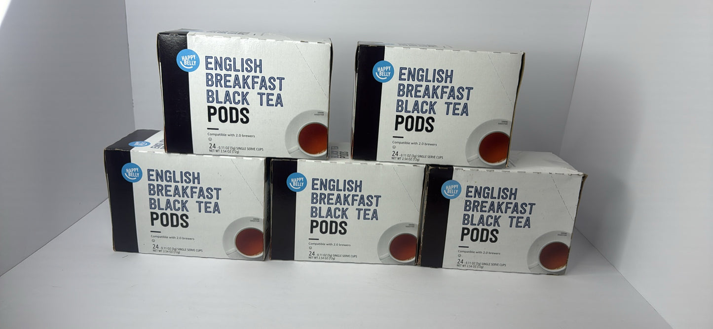 Amazon Brand - Happy Belly Tea Pods, English Breakfast, 24 Count, Compatible with 2.0 K-Cup Brewers - Flip It Now