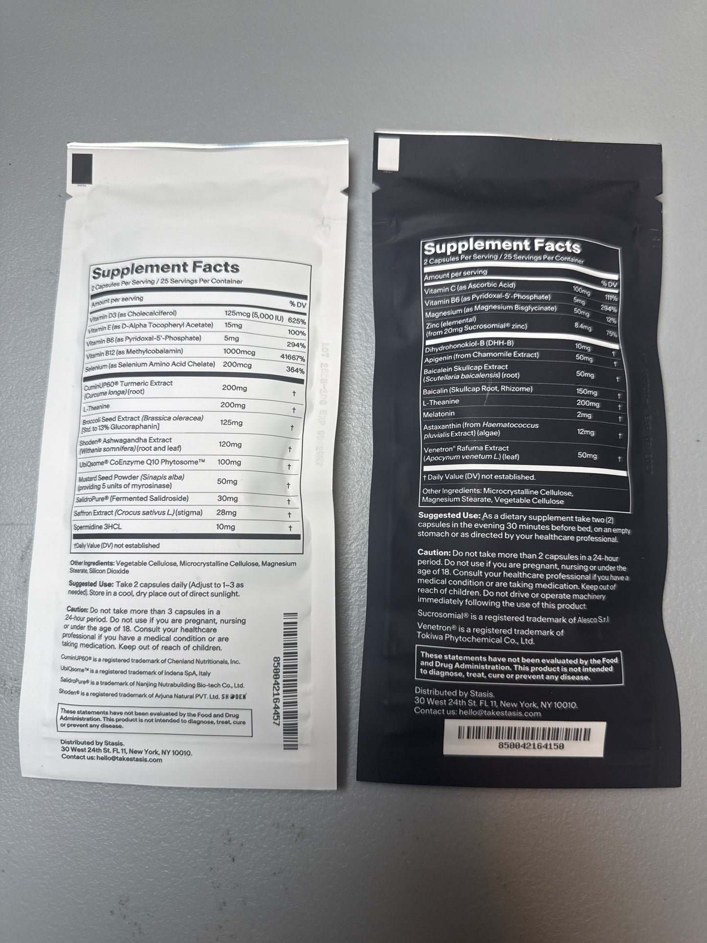 Stasis Daytime & Nighttime Supplement Bundle 50 Caps Each; SEALED Exp 09/2027