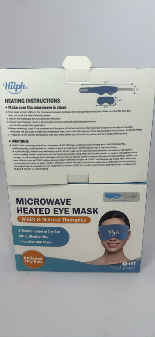 (3)Hilph Microwave Heated Eye Mask for Dry Eyes, Warm Eye Compress Heat Therapy Weighted Eye Mask with Removable Cover for Blepharitis, Stye, Relaxation, Sinus, Migraine, Headache, Ideal Gift Blue. ***3fer - Flip It Now