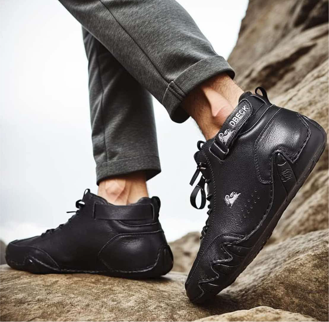 JishinGal Men's Casual Suede Lace Up Flats Chukka Ankle Boots,Handmade High Top high boots Outdoor Walking Sneakers Slip-on Lightweight Non-Slip Driving Chukka Boots