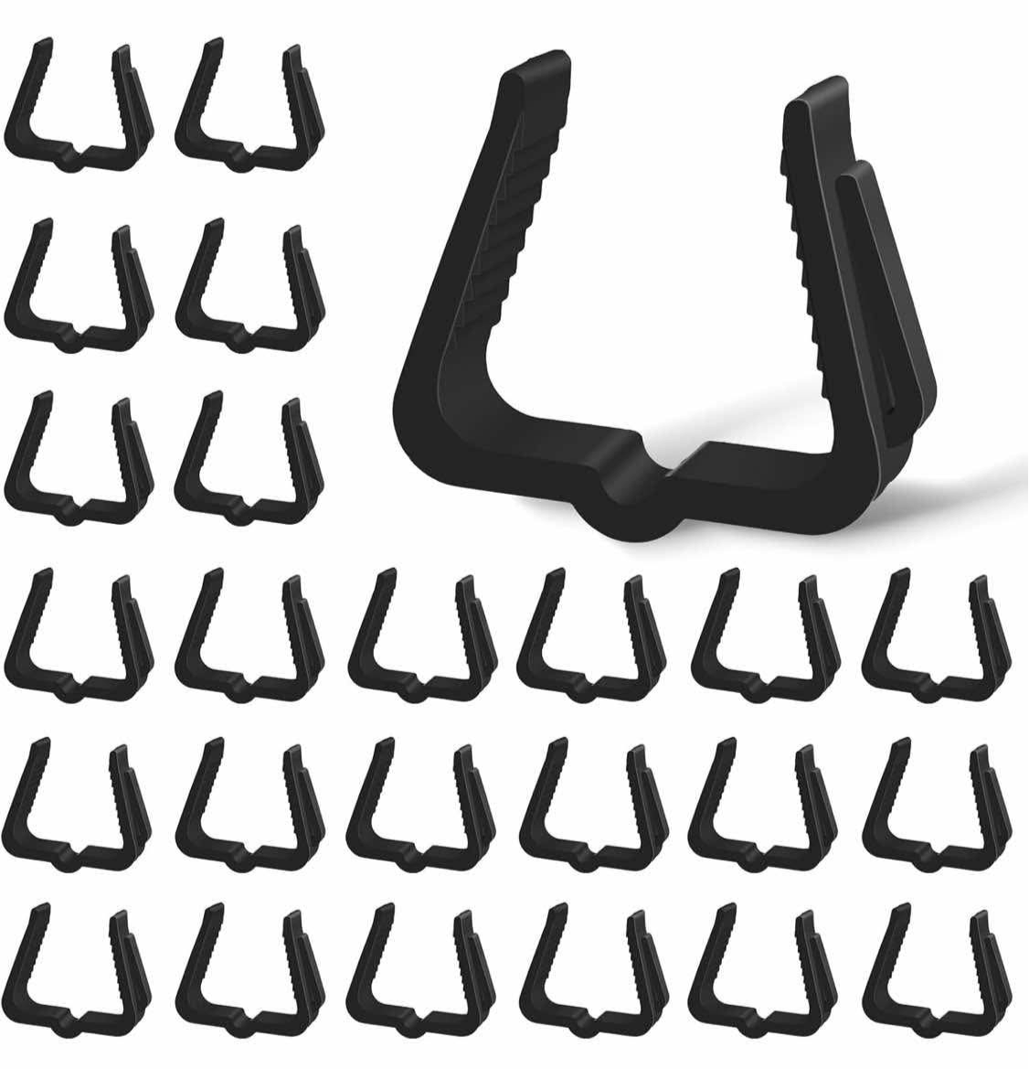 Christmas Light Hanger Clips Fascia Boards Clips 1 5/8 Inch Deck Banister Hanger Plastic Holiday Light Hooks for Outside Indoor Roof Gutter Fence Eave (Black, 100 PCS)