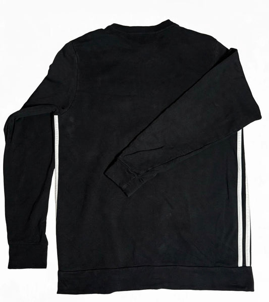 Adidas 3-Stripe Crewneck Sweatshirt Black White - Essentials Fleece - Size L - Good - Flip It Now