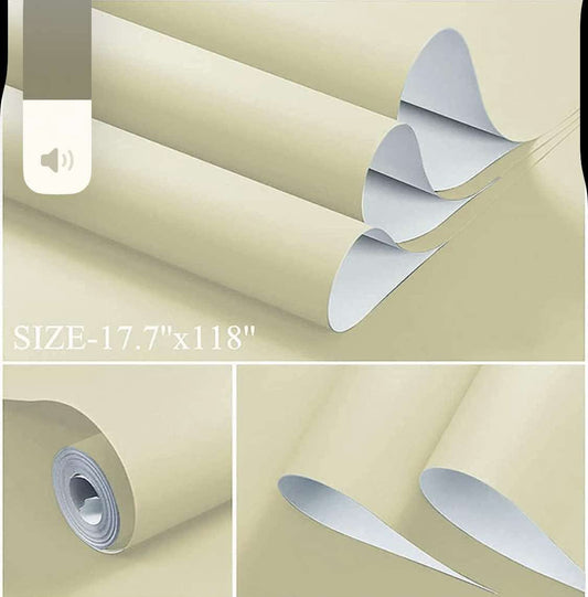 Dimoon 118''x17.7'' Beige Peel and Stick Wallpaper Contact Paper Modern Self Adhesive Wall Paper Removable Renter Friendly Textured Solid Color Shelf Cabinet Vinyl Roll (118''x17.7'',Beige) - Flip It Now