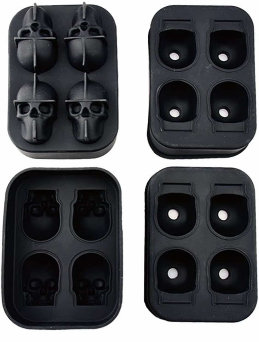 3D Skull Ice Mold (Pack of 2) Easy Release Silicone Mold,8 Cute and Funny Ice Skull for Whiskey,Cocktails and Juice Beverages,Black - Flip It Now