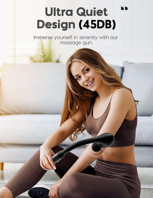 FVZ Massage Gun with Upgraded Extension Handle, 10MM Massage Gun Deep Tissue, Back Massager, Muscles/Neck/Shoulders/Waist/Legs Massager Portable for Pain Relief, 4 Massage Heads & 5 Speed Levels - Flip It Now