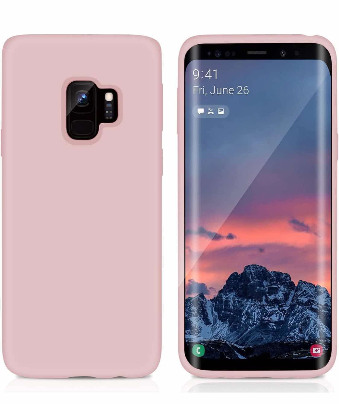 E Segoi Designed for Galaxy S9 Case, Liquid Silicone Gel Rubber Shockproof Case Soft Microfiber Cloth Lining Cushion Compatible with Galaxy S9 5.8 inch (Pink Sand)