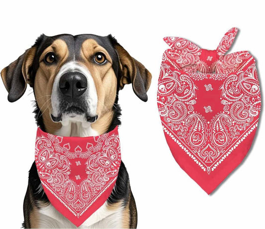 Pet Cowboy skeleton Halloween Dog Bandana, Pet Scarf, Pet Accessory Printed Bib, Square Adjustable Girl or Boy Dog Scarf - Flip It Now