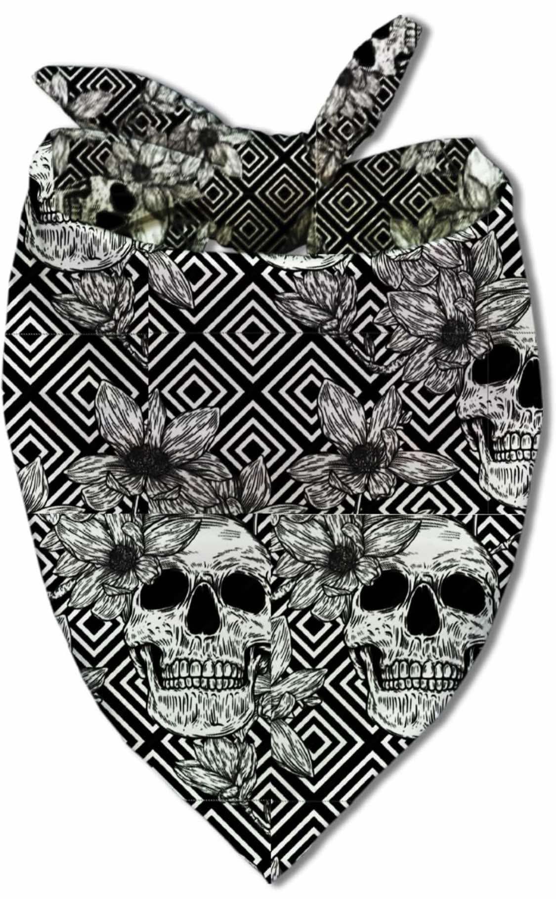 Pet Cowboy skeleton Halloween Dog Bandana, Pet Scarf, Pet Accessory Printed Bib, Square Adjustable Girl or Boy Dog Scarf