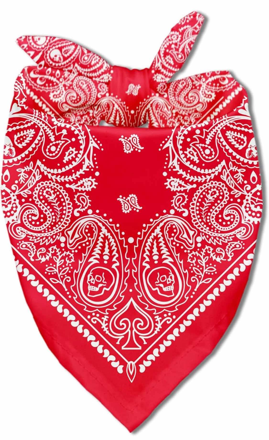 Pet Cowboy skeleton Halloween Dog Bandana, Pet Scarf, Pet Accessory Printed Bib, Square Adjustable Girl or Boy Dog Scarf