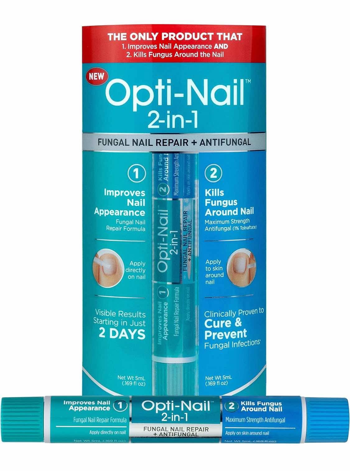 Opti-Nail 2-in-1 Fungal Nail Repair Plus Antifungal, Improves Nail Appearance and Kills Fungus Around Nail, 0.33814 Fl Oz