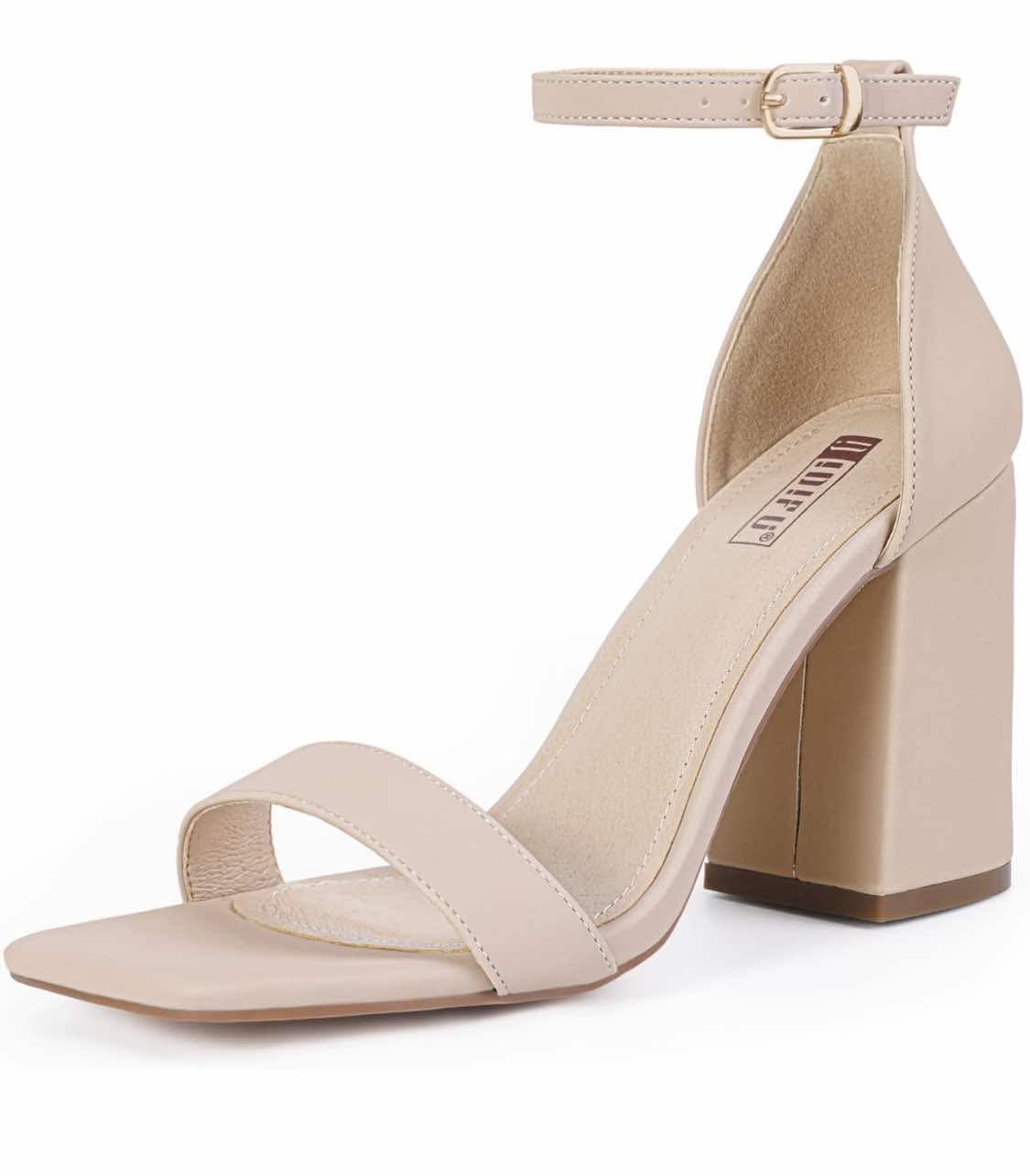 IDIFU IN4 High Chunky Block Heels Square Open Toe Ankle Strap Heeled Sandals Wedding Bridal Prom Dance Summer Dressy Comfortable Sexy Trendy Bride Bridesmaid Dress Shoes Cute Thick Women Heels