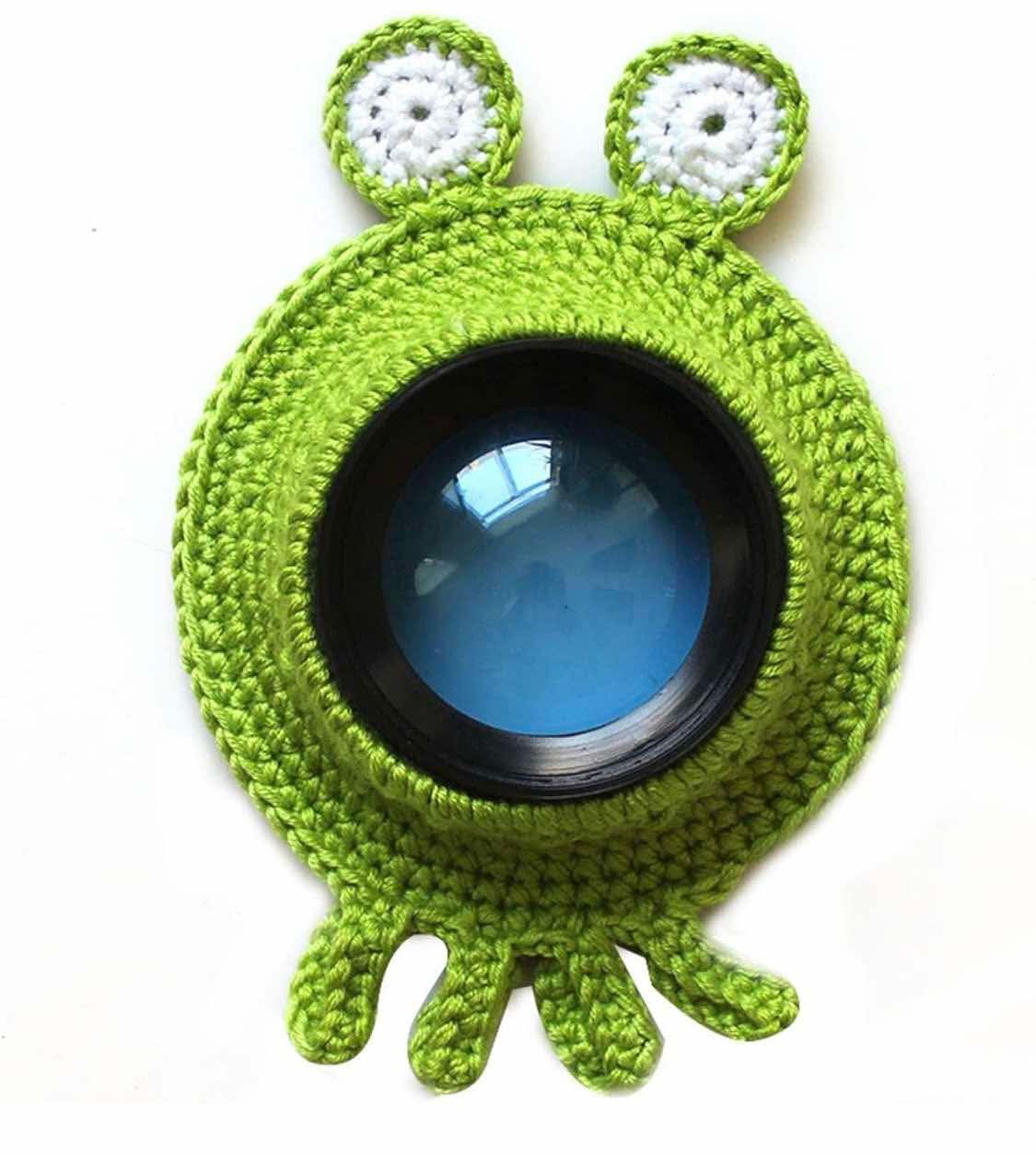 Shutter Huggers, Camera Buddies Shutter Hugger Photography Props, Kids Teaser Toys Handmade Knitted Lens Accessories Pet(Green)