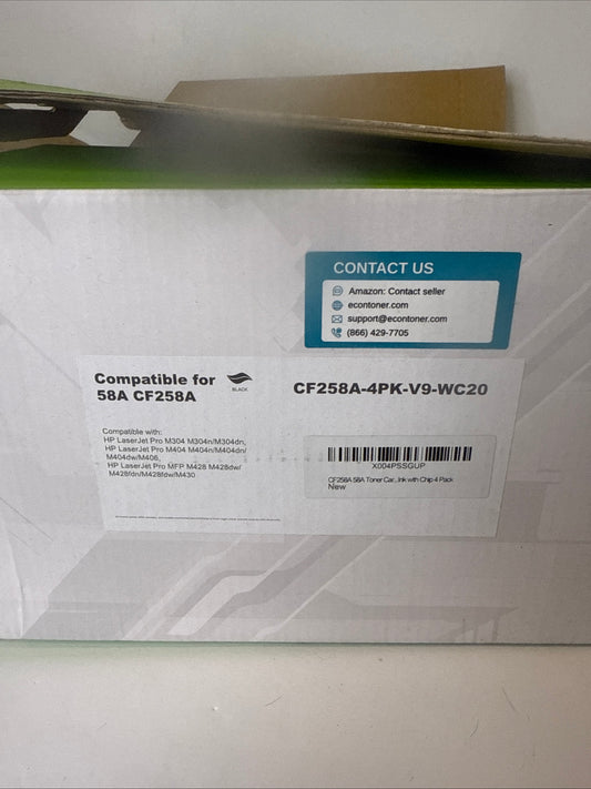 CF258A 58A Toner Cartridge Black M428fdw M404n Compatible Replacement for HP 58A CF258A 58X CF258X for HP LaserJet Pro MFP M428fdn M428dw Pro M404n M404dn M404dw M404 Printer Ink with Chip 4 Pack - Flip It Now