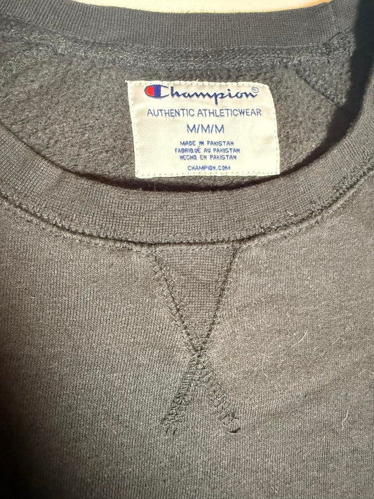 Champion Script Logo Crewneck Sweatshirt Black - Size M - Authentic Athleticwear - Flip It Now