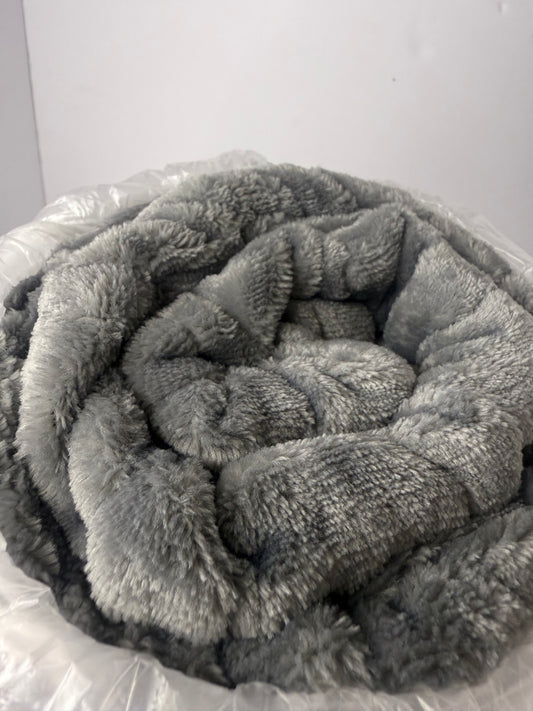 Heated Blanket Throw with 1/2/4/6/8 Hours Auto-Off 10 Heat Level, 62'' * 84'' Cozy Faux Rabbit Fur Bubble Electric Blanket with Overheat Protection(Dark Grey twin size - Flip It Now
