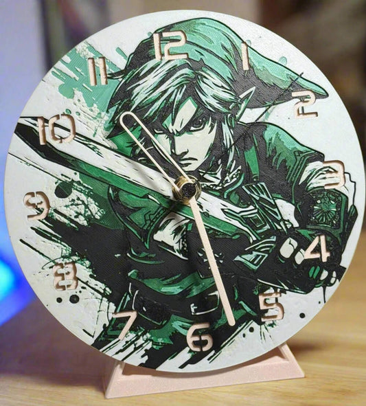 170mmZelda Link-Themed HueForge Wall Clock – Time for Adventure - Flip It Now
