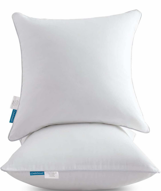 Oubonun 22 x 22 Throw Pillow Inserts (Set of 2) with 100% Cotton Cover - 22 Inch Square Interior Sofa Decorative Pillow Insert Pair - White Couch Pillow