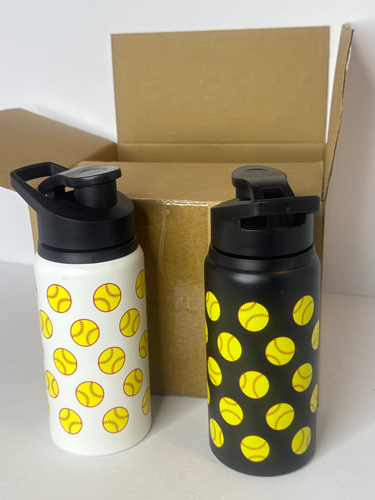 (6) Aluminum Sports Water Bottle Bulk with Snap Lids, 17 oz Leakproof Reusable Cups, Metal Sports Bottle for Travel Gym Hiking Cycling Camping Bike Cages - Flip It Now