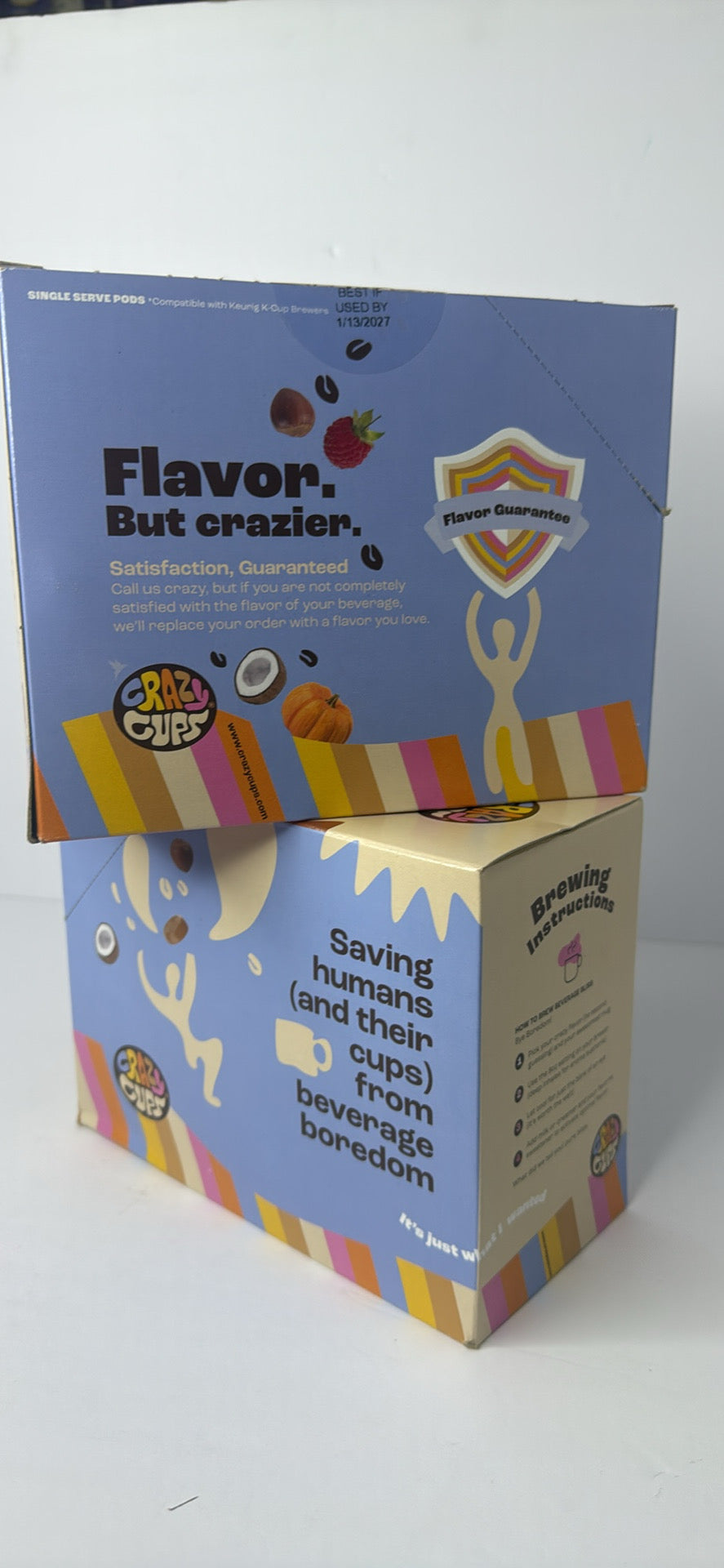 Crazy Cups Flavored Single Serve Hot or Iced Medium Roast Coffee for Keurig KCups Machines in Recyclable Pods, White Chocolate Strawberry(Pack of 1, 22 Count Total) - Flip It Now