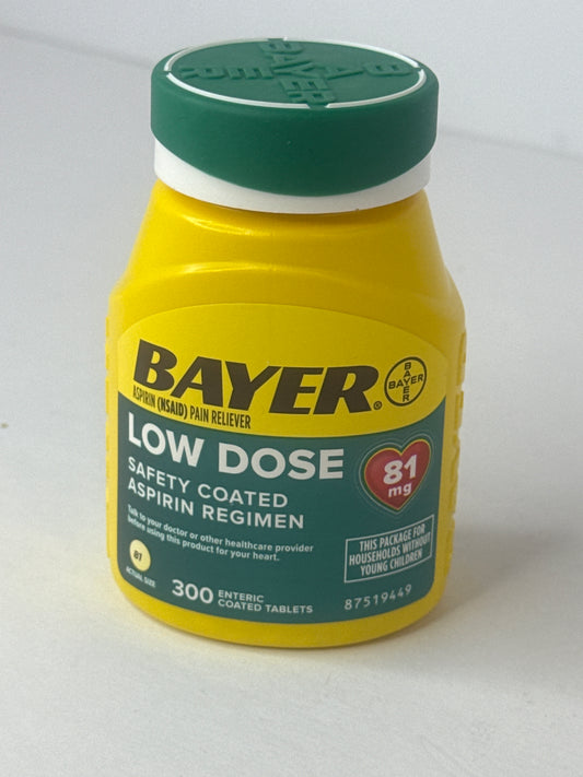 Bayer Aspirin Low Dose 81 mg, Enteric Coated Tablets, Doctor Recommended, Secondary Prevention of Cardiovascular Disease, 300 Safety Coated Tablets - Flip It Now