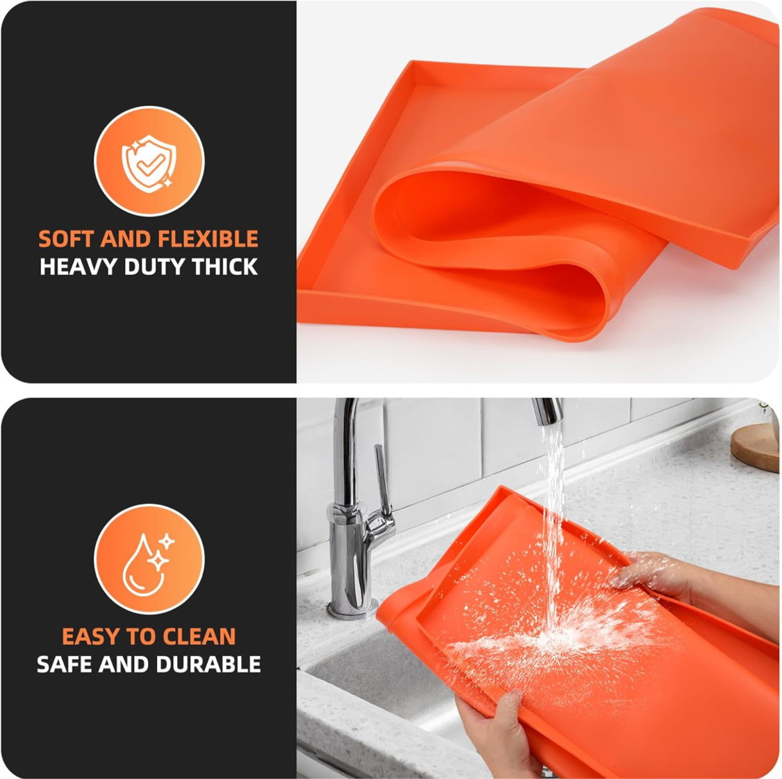 BANGIE Griddle Cover Mat for Blackstone 36 Inch Griddle Accessories | Full Wrap-Around Protection Silicone Mat for Griddle | Food Grade Silicone Grill Mat | ORANGE - Flip It Now