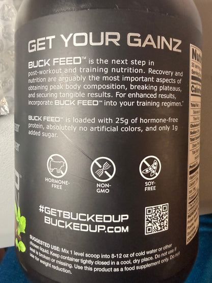 Bucked Up Buck Feed Original Protein Powder Choc Mint 30 Servings