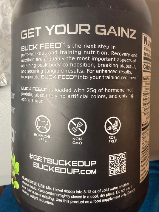 Bucked Up Buck Feed Original Protein Powder Choc Mint 30 Servings - Flip It Now