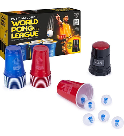 Post Malone World Pong League Beer Drinking Game for Bachelor Party Outdoor Games With Plastic Cups and Ping Pong Balls, for Adults Ages 18 and Up - Flip It Now