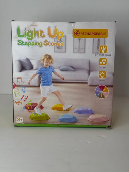 Rechargeable Stepping Stones for Kids, 6pcs Music and Light Up Anti-Slip Balance Sensory Toys for Toddler, Kids Indoor and Outdoor Play Equipment, Birthday Gifts Toys for 3 4 5+ Year Old Kids
