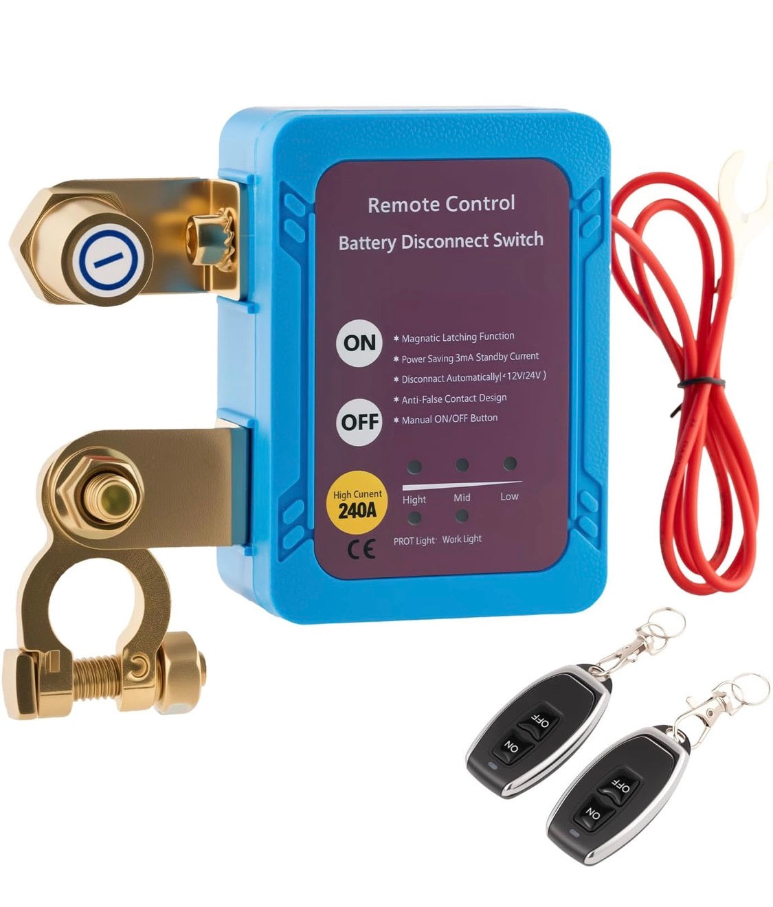 Battery Disconnect Switch 12V 240A, Remote Car Kill Switch Anti-Theft Automatic Power Shut Off, Battery Cut Off Switch 12V for Auto, Truck, RV, Marine Boat, SUV Battery Protection - Flip It Now