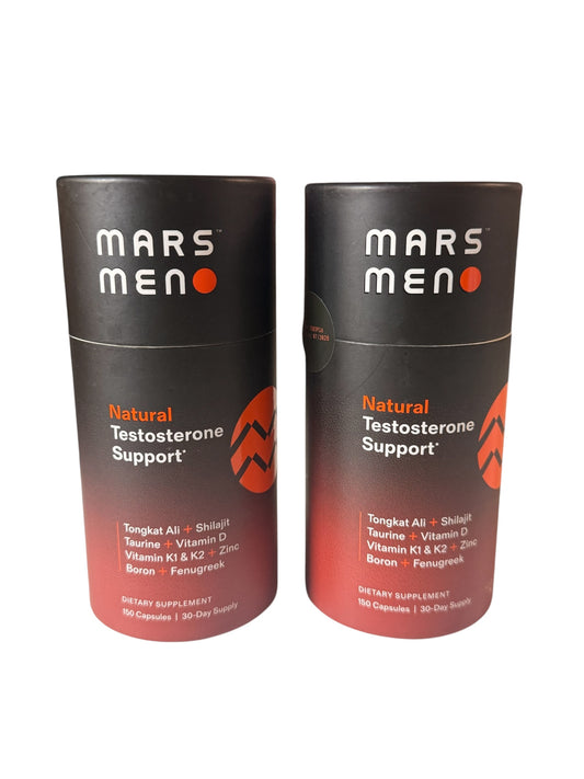 MARS
mEnO
Natural
Testosterone
Support*
longkat Ali + Shilajit Taurine + Vitamin D
Vitamin K1 & K2 + Zinc
Boron + Fenugreek
DIETARY SUPPLEMENT
150 Capsules | 30-Day Supply x(2) - Flip It Now