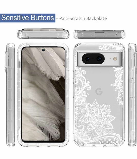 Phone Case for Pixel 8 Case, Google 8 Case, Cute Clear Mandala Pattern Full Body Protective Cover Cases for Google Pixel 8 (Mandala)
