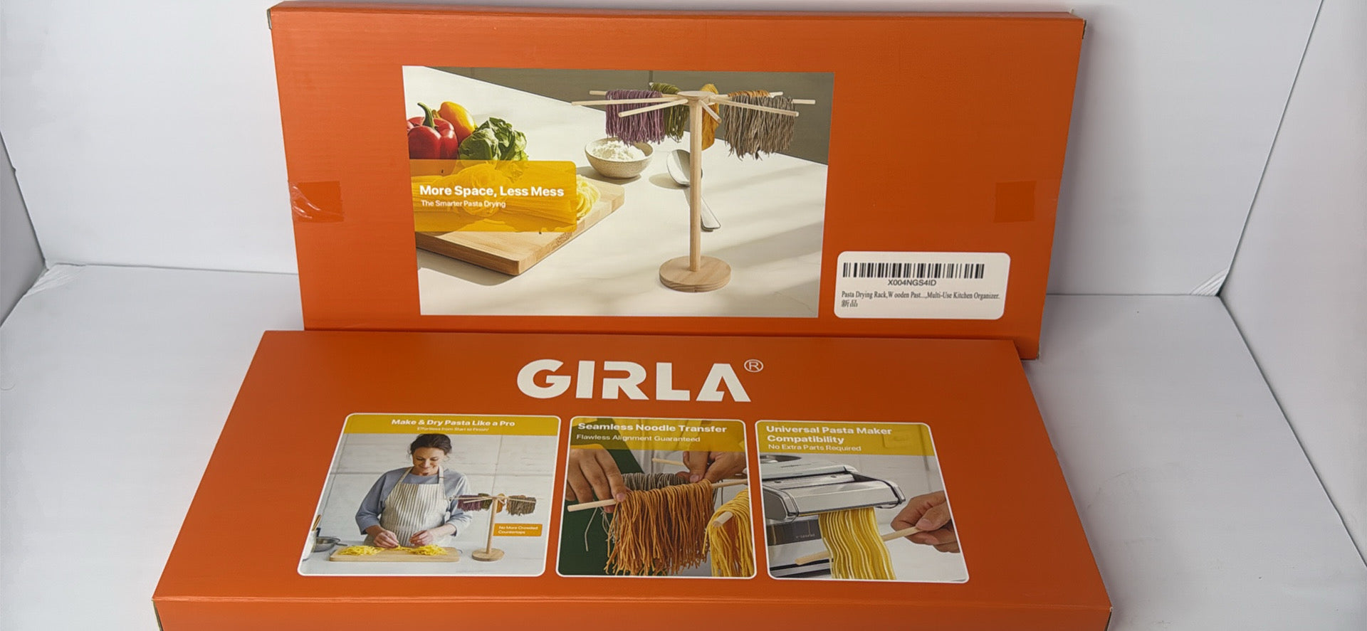 (2) NIB Pasta Drying Racks, AITRAI Large Wood Pasta Rack Collapsible Pasta Hanger Stand Noodle Rack with 9 Bar Handles Homemade Pasta Tools for Kitchen, Stable and Easy Storage - Flip It Now