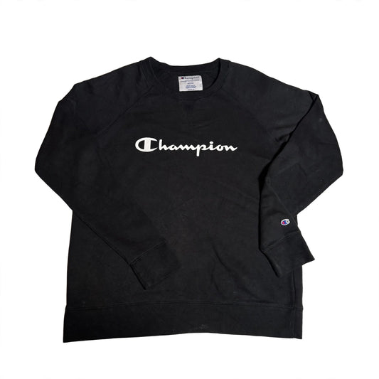 Champion Script Logo Crewneck Sweatshirt Black - Size M - Authentic Athleticwear - Flip It Now