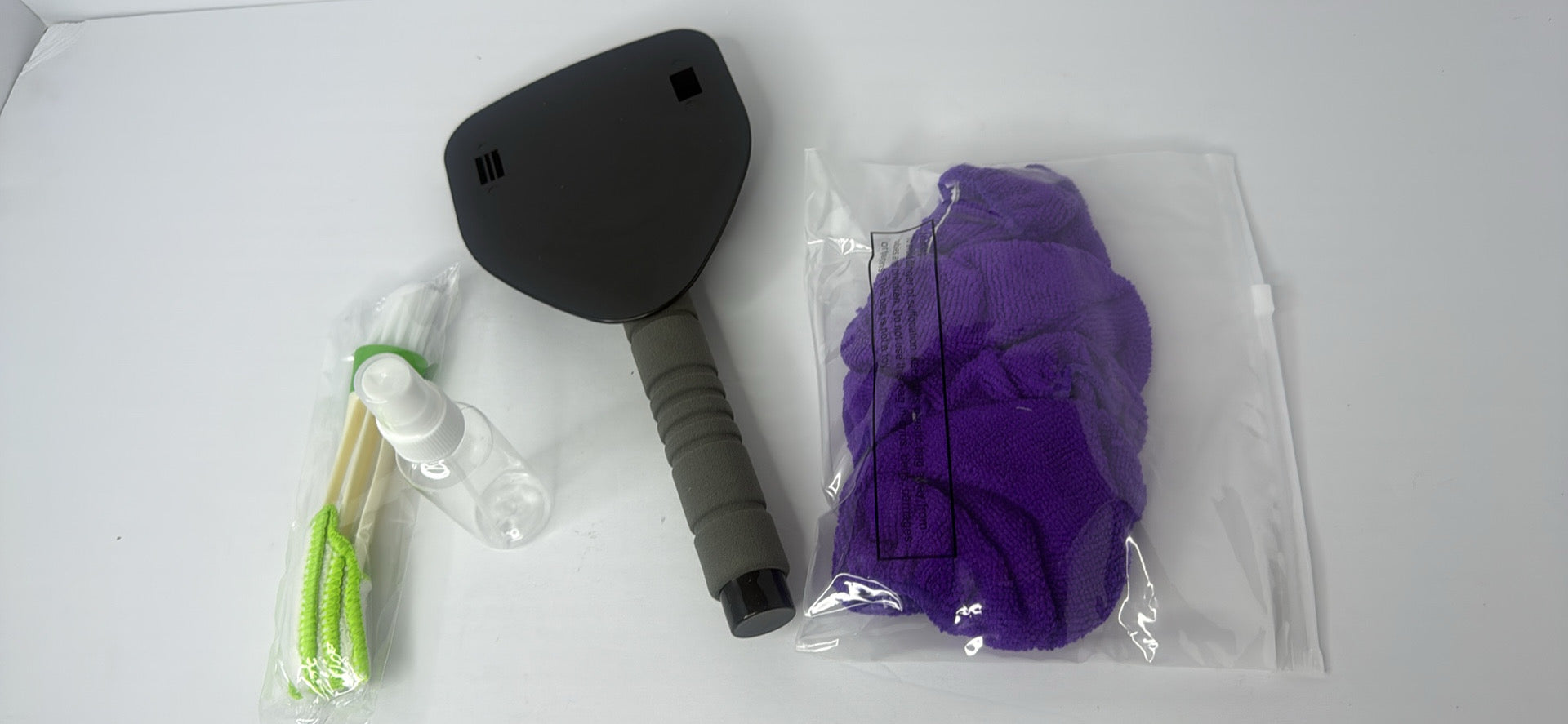 Baderke 8 Pcs Car Window Cleaner Kit Include Windshield Cleaning Tool with Extendable Handle 5 Microfiber Bonnets 1 Car Ventilation Brush 1 Empty 50ml Spray Bottle Glass Wiper Kit(purple,24 Inch) - Flip It Now