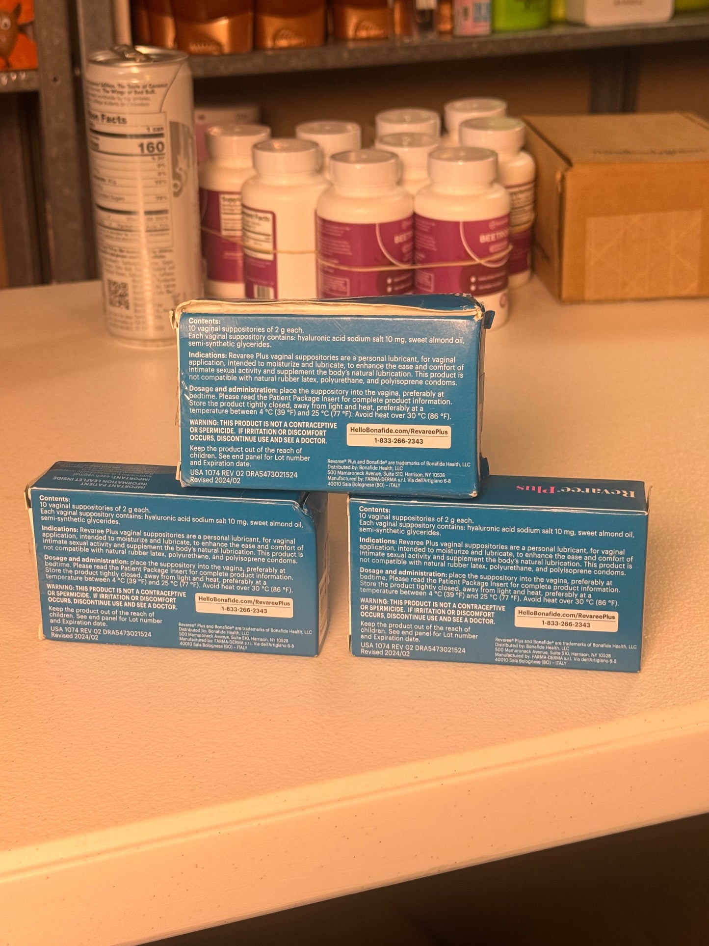 Bonafide Revaree Plus Vaginal Moisturizer Suppositories (10) ct. EXP. 03/31/2028