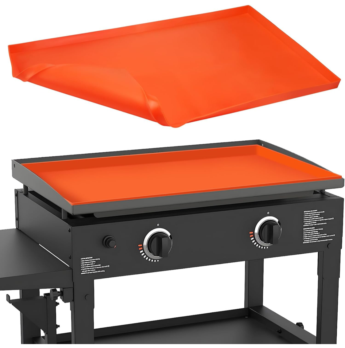 BANGIE Griddle Cover Mat for Blackstone 36 Inch Griddle Accessories | Full Wrap-Around Protection Silicone Mat for Griddle | Food Grade Silicone Grill Mat | ORANGE - Flip It Now