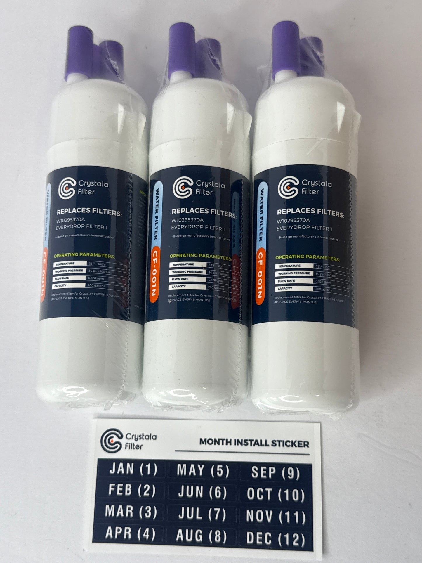 (3)Crystala Filters Refrigerator Water Filter Compatible with W10295370A, EDR1RXD1, Filter 1, W10295370, P4RFWB, P8RFWB2L, 46-9930, 46-9081 Refrigerator Water Filter | Pack of 3 - Flip It Now