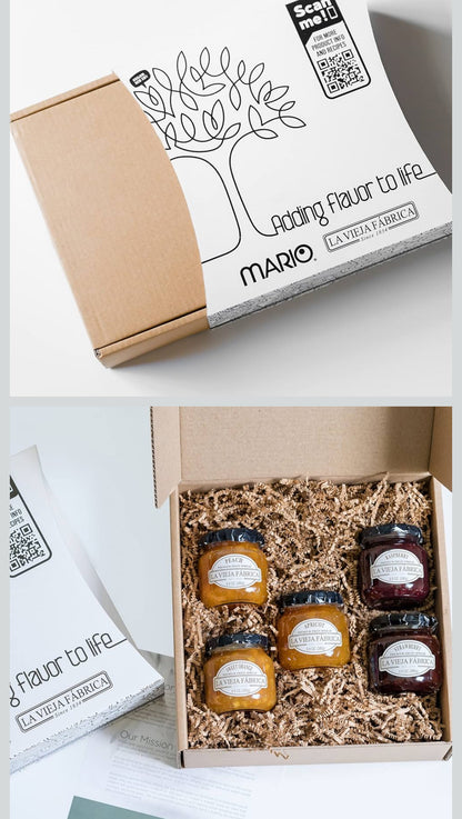 La Vieja Fabrica Fruit Spread Gift Box – Includes Sweet Orange, Peach, Apricot, Raspberry & Strawberry Jam – 9.9 oz (5 Jars) - Flip It Now