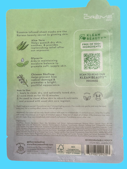 THE CREME SHOP Face Mask Sheet Mask Aloe Vera X3 *NEW* - Flip It Now