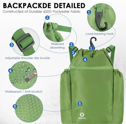Sukeen Drawstring Backpack Swim Bag Lightweight String Backpack for Beach Pickleball Swimming Pool Gym Workout Gear Sport - Flip It Now