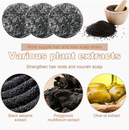 3 Pcs Gray Hair Reverse Bar, 55g Black Soap for Gray Hair Natural Ingredients Hair Shampoo Bar for Women and Men Refresh Scalp ＆ Restore Shiny Hair