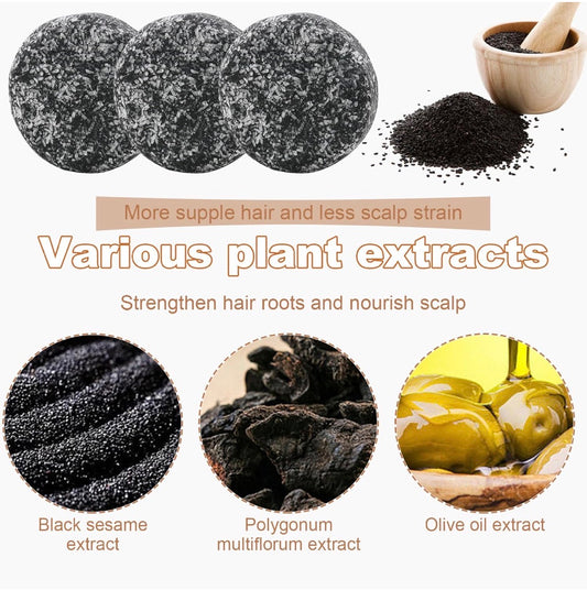 3 Pcs Gray Hair Reverse Bar, 55g Black Soap for Gray Hair Natural Ingredients Hair Shampoo Bar for Women and Men Refresh Scalp ＆ Restore Shiny Hair - Flip It Now
