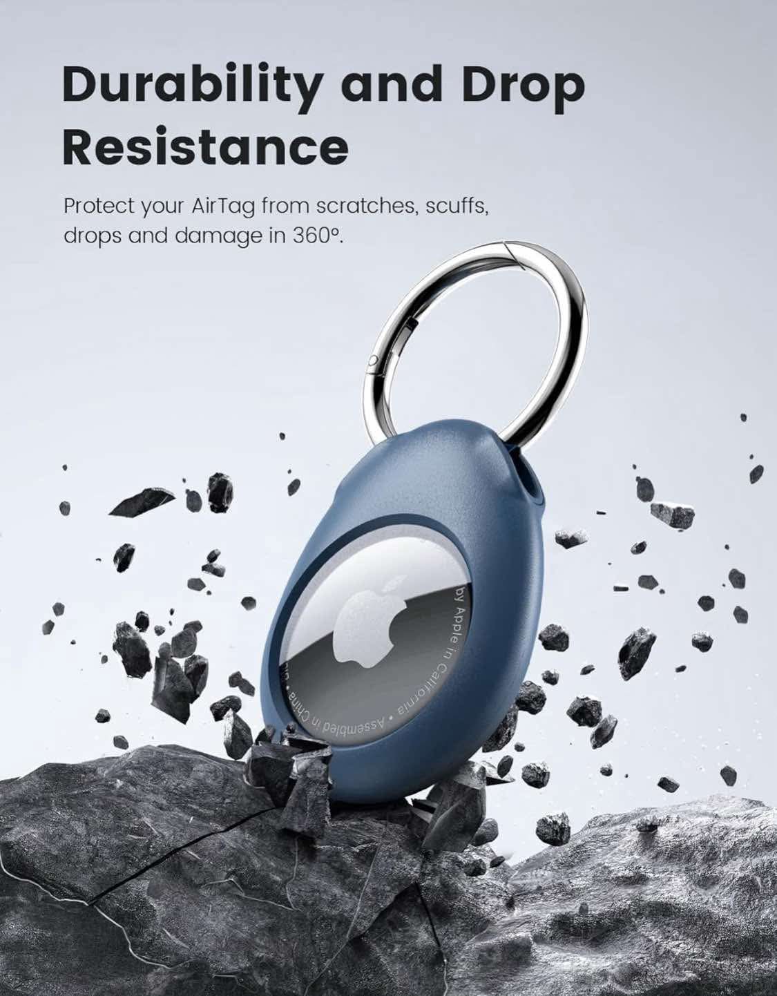 Airtag Holder, 4 Pack Air tag Upgraded Strong Keychain [Tight Fit Design] [Ultra Secure &Non-Slip], Anti-Scratch Airtag Cases, Airtag Accessories for GPS Item Finder Tracker (Black/White/Blue