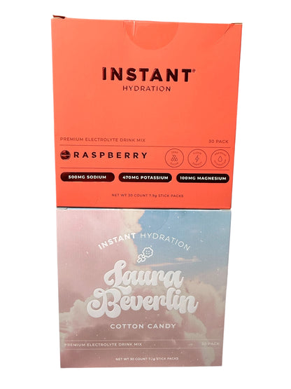 Instant Hydration Laura Beverlin Cotton Candy raspberry *COMBO 60 Packs total + vitamin D+K