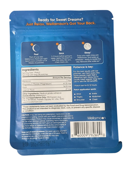 WELLAMOON SLEEP SUPPORT PATCHES 28 per pouch= 84 patches (3pk)