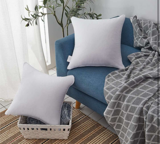 Oubonun 22 x 22 Throw Pillow Inserts (Set of 2) with 100% Cotton Cover - 22 Inch Square Interior Sofa Decorative Pillow Insert Pair - White Couch Pillow