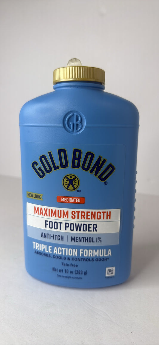 Gold Bond Medicated Talc-Free Foot Powder 10 oz., Maximum Strength Odor Control & Itch Relief