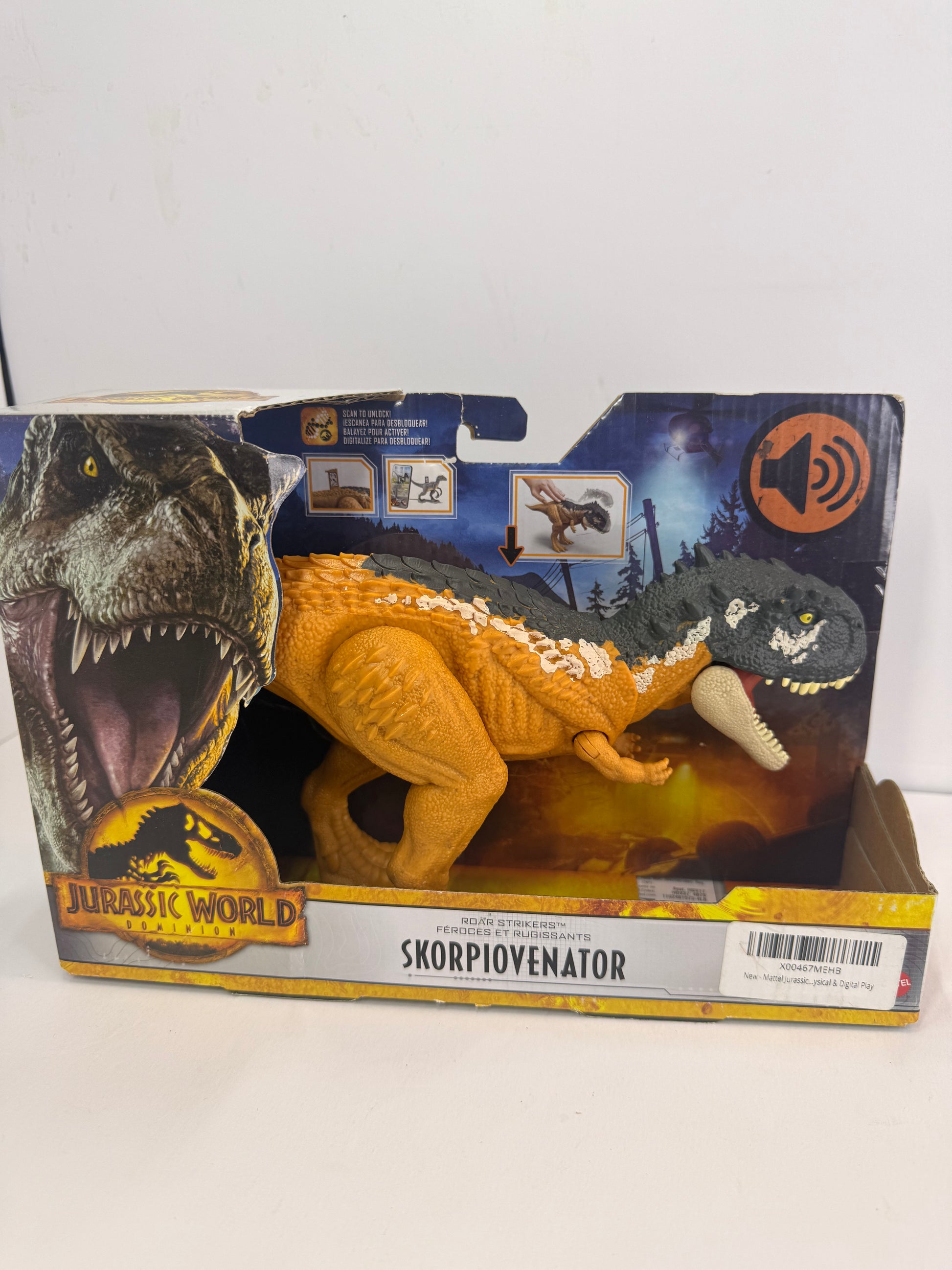 Mattel Jurassic World Dominion Roar Strikers Dinosaur Action Figure with Roaring Sound & Attack Action, Skorpiovenator Dino Toy Includes Digital Play - Flip It Now