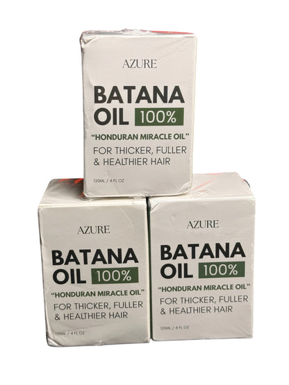 Azure 100% Pure BATANA OIL Honduran Miracle Oil 4 oz. Thicker Hair Sealed (3pk) 10/28